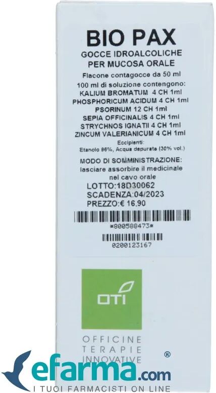 Oti Bio Pax Gocce Medicinale Omeopatico 50 ml