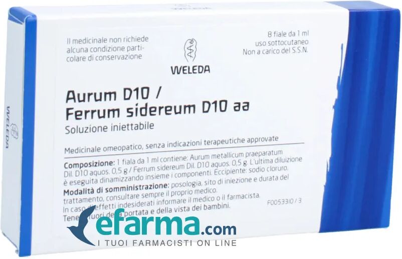 Weleda Aurum/Ferrum Sidereum D10 aa Medicinale Omeopatico 8 Fiale