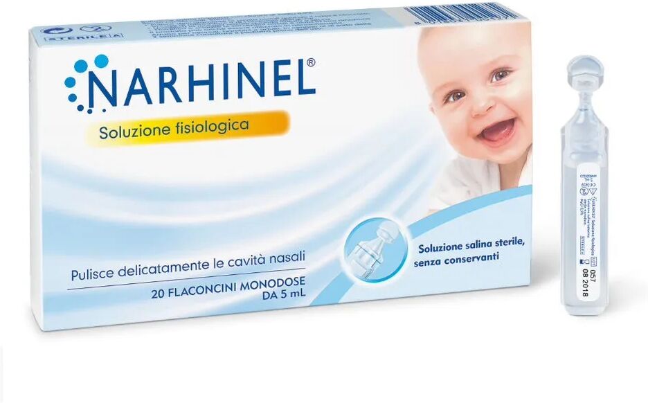 Narhinel Soluzione Fisiologica Salina Isotonica per Naso Chiuso 20 Flaconcini Monodose da 5ml