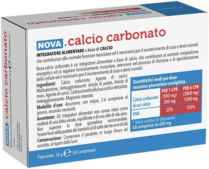 NOVA ARGENTIA Integratore Calcio Carbonato 60 Compresse 0,5g