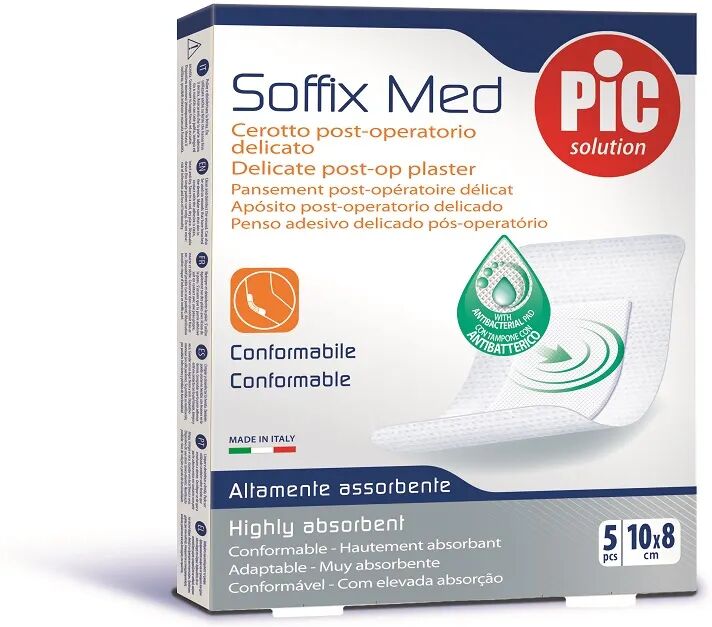 Pic Solution Pic Soffix Med Cerotto Post Operatorio Delicato 10x8 cm 5 Pezzi