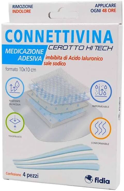 Connettivina Cerotto Hi Tech Medicazione Adesiva 10x10 cm 4 Pezzi