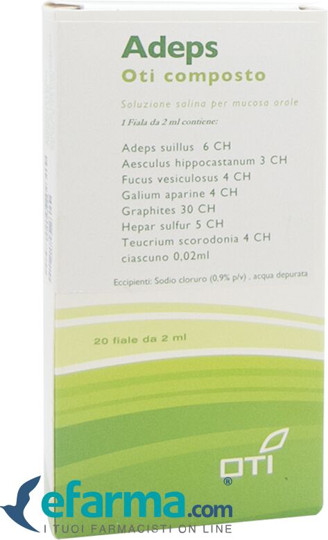 Oti Adeps Composto Medicinale Omeopatico 20 Fiale Fisiologiche 2 ml