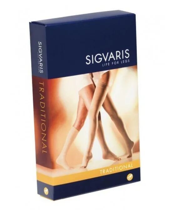 SIGVARIS AG Cotton CO2 Collant Coscia Autoreggente Compressivo Punta Aperta Colore Naturale Taglia 4 M Normal