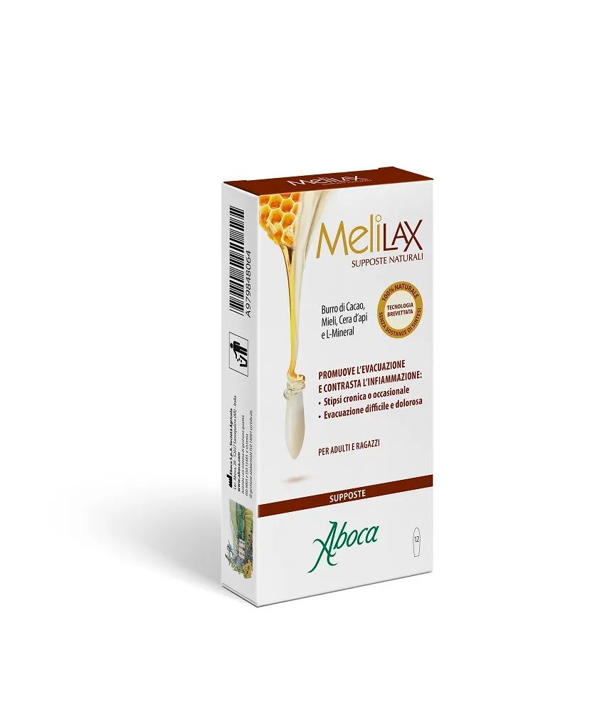 Aboca Melilax Supposte Naturali per Infiammazioni della Mucosa Rettale 12 Pezzi
