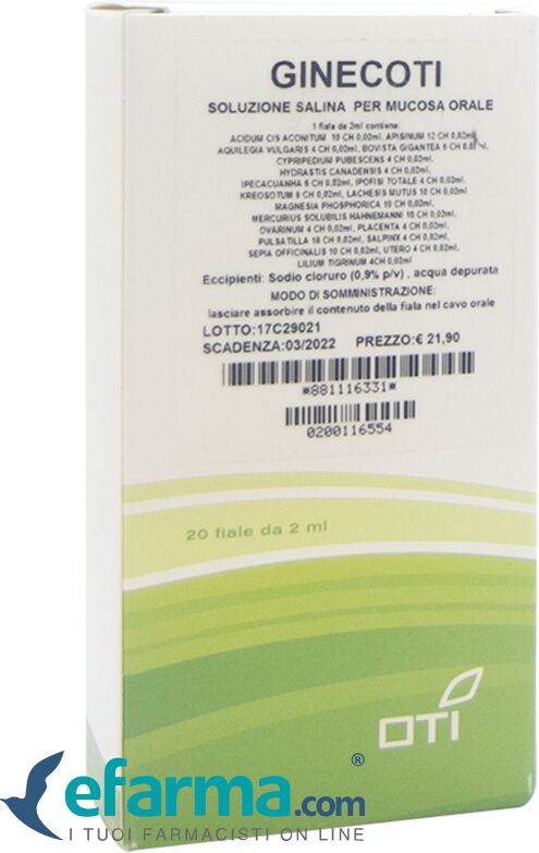 Oti Ginec Medicinale Omeopatico 20 Fiale Fisiologiche 2 ml