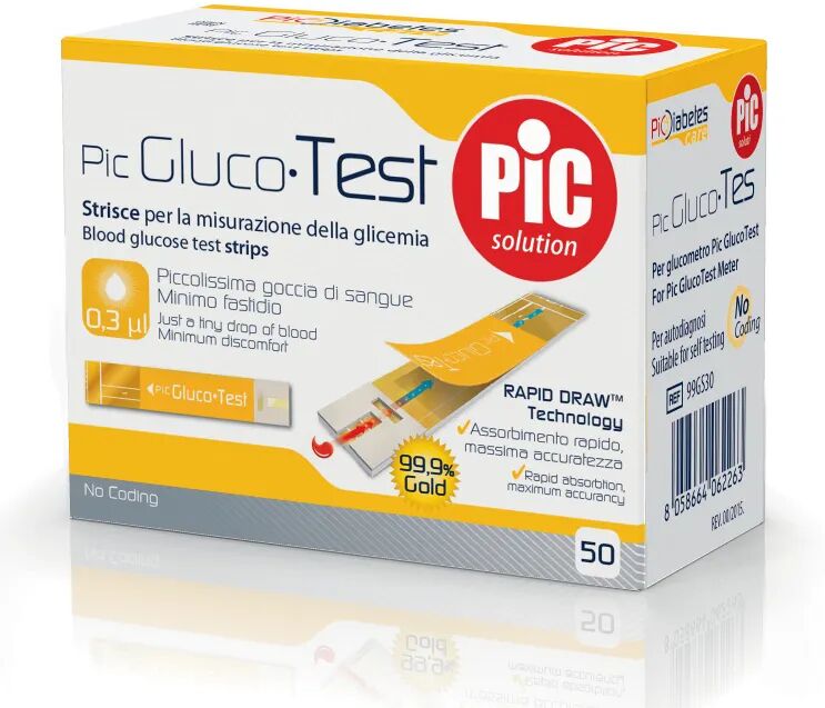 Pic Solution Pic Gluco Test Strisce Reattive Glicemia 50 Pezzi