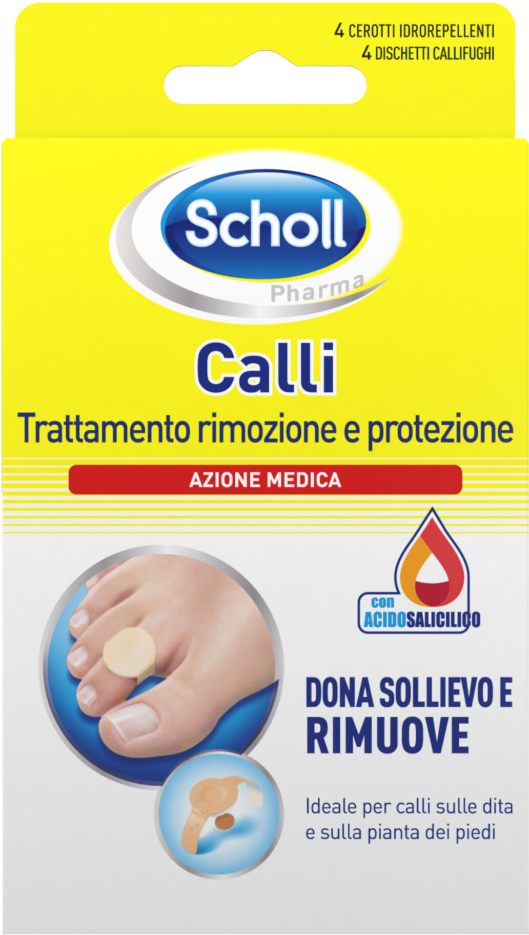 SCHOLL Calli Trattamento Rimozione E Protezione 4 Cerotti + 4 Dischetti