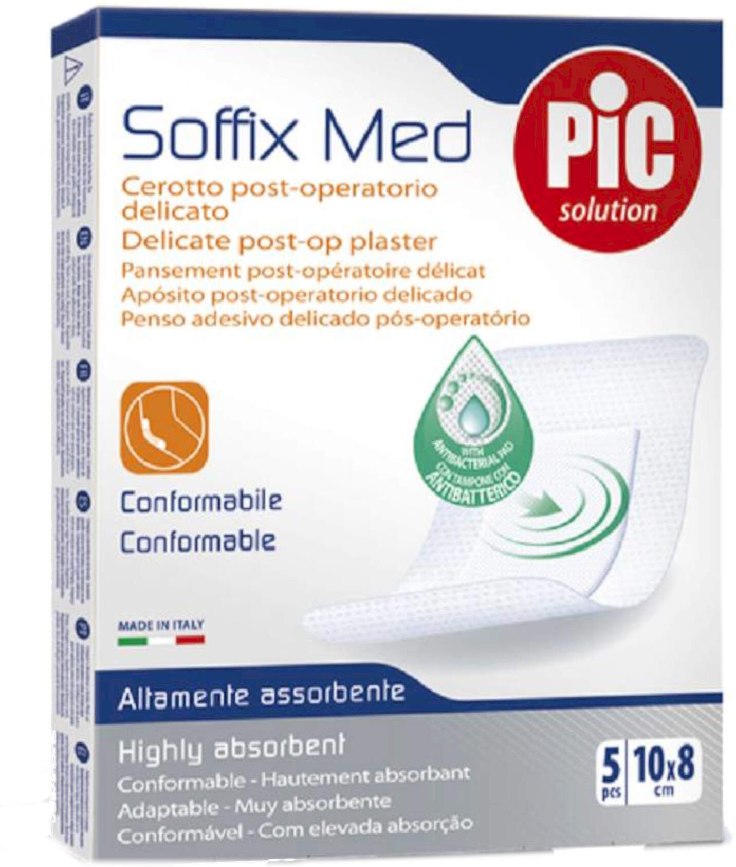 PIC Soffix Med Cerotto Post-Operatorio Delicato 5pcs 10x8cm