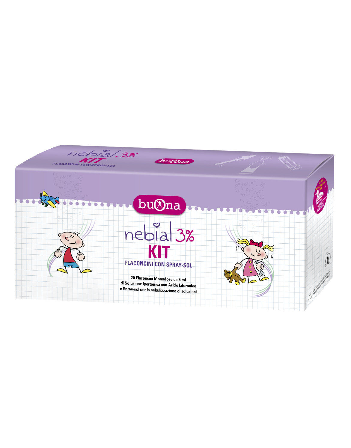 BUONA Nebial 3% Kit 20 Flaconcini Da 5ml + 1 Nebulizzatore