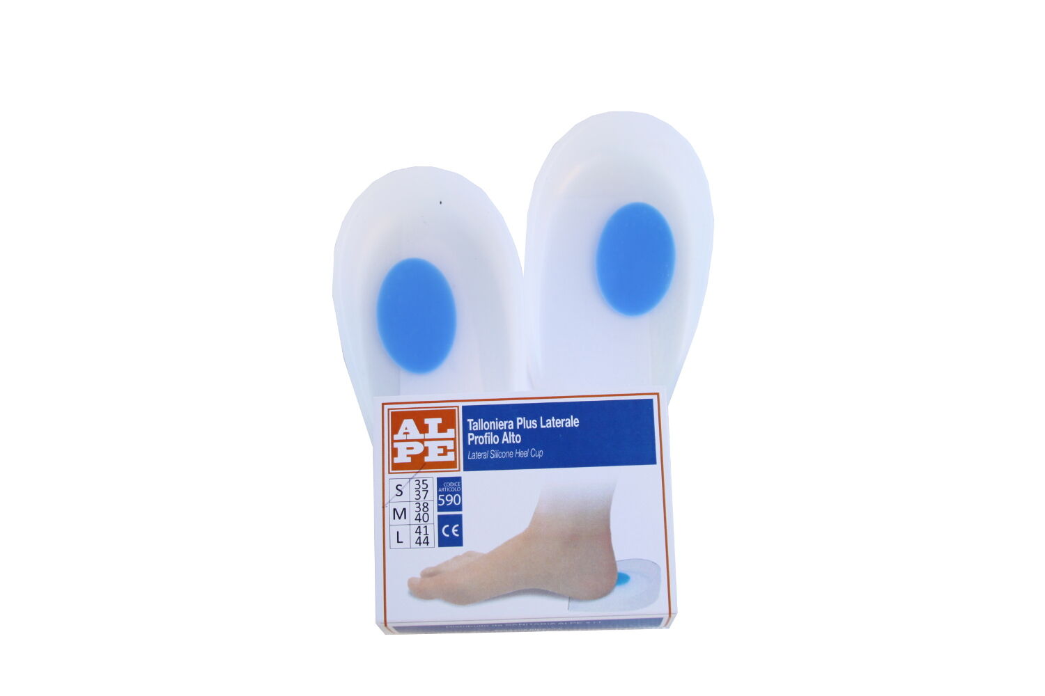 ALPE Talloniera in silicone per spina calcaneare correttiva Plus laterale - Profilo alto -  - Misure S/M/L