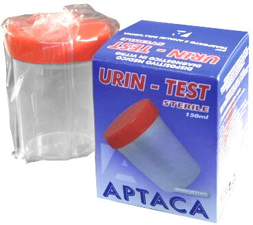 Aptaca Contenitore urine graduato in PP con scatola - 150 ml - Cf 120 pz