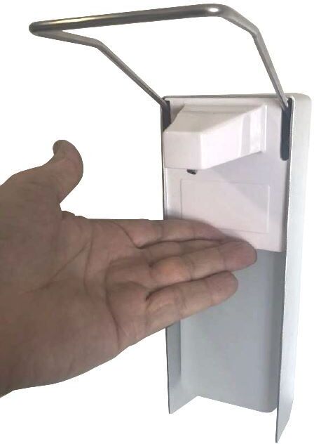 --- None --- Dispenser sapone / disinfettante a muro - Con leva a gomito, in acciaio inox