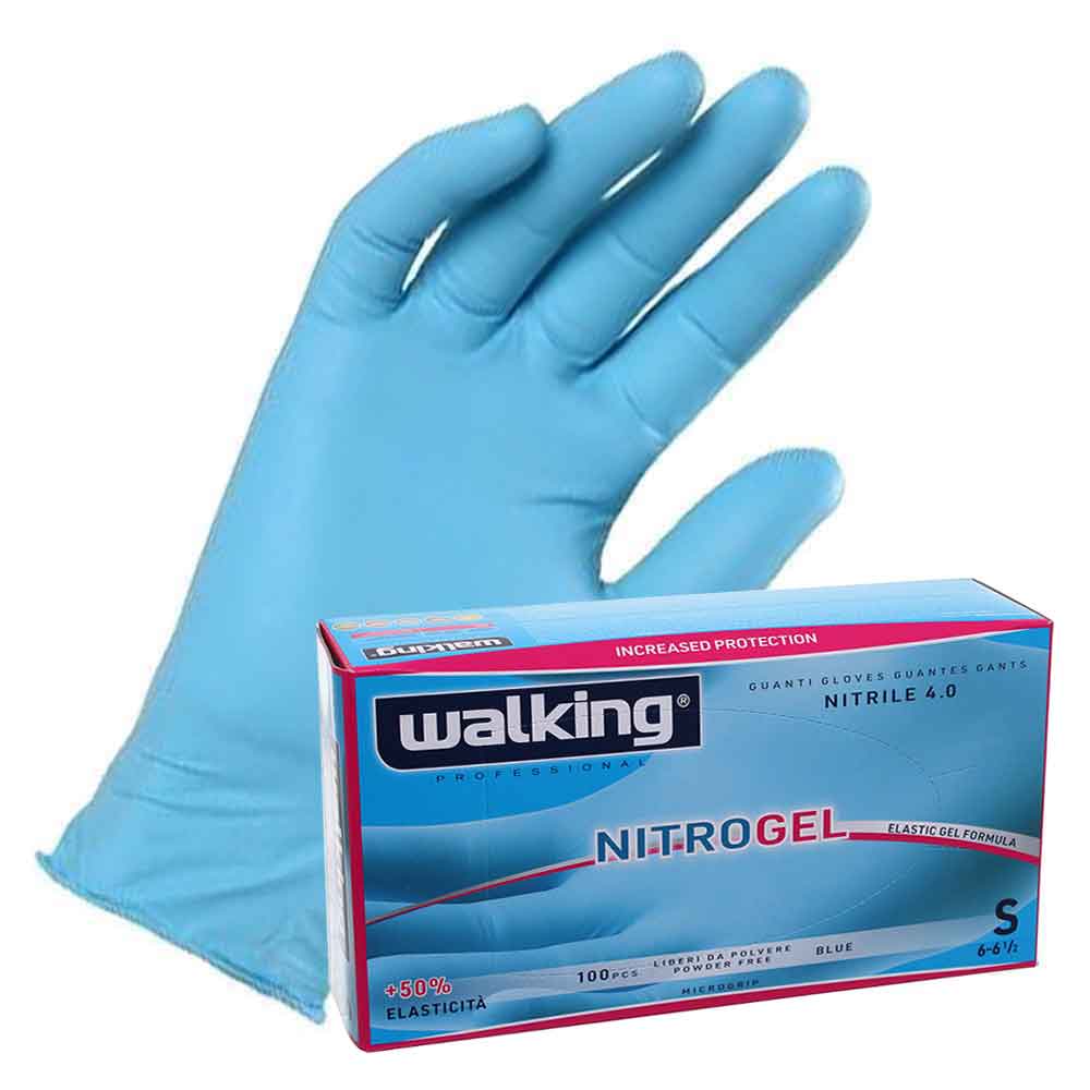 100 Guanti Monouso In Nitrile Walking Nitrogel 4 G