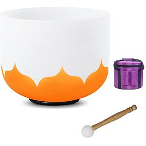 KEMNGO Lotus Design 432Hz 8 Inch D Note Navel Chakra Crystal Singing Bowl with Rubber Mallet and O-ring (Size : Bowl+bag)