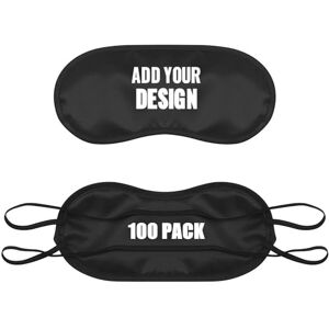 TOPTIE 100 Pack Custom Print Polyester Sleep Mask, Soft Eye Blindfold Smooth Rest Eyeshade, 3 1/8" W x 7 1/2" L-Black