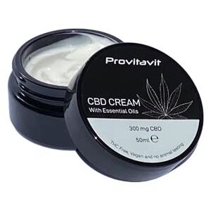 Provitavit CBD Cream - 300 mg CBD per 50 ml - with CBD and Essential Oils - Ease and Soothe Tired and Aching Muscles and Joints - Moisturises Skin