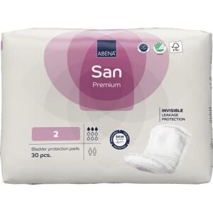 Abena San 2 Premium Incontinence Pads Women and Men 350ml Absorbency 30PK Fast Absorbing Incontinence Pads, Discreet & Effective Shaped Incontinence Pads for Men and Women