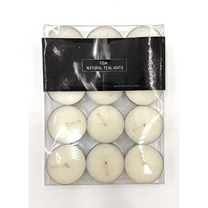 Garden Gate Pack of 12 Natural Tea Lights - Approx. Burn Time 3-4 Hours. White Wax Unscented Night Lights Candles Vegan Wax Non-Toxic