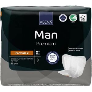 Abena Man Formula 2 Incontinence Pads for Men, Eco-Labelled Mens Incontinence Pads, Extra Protection, Breathable & Comfortable with Fast Absorption, Discreet - 700ml Absorbency, 15PK