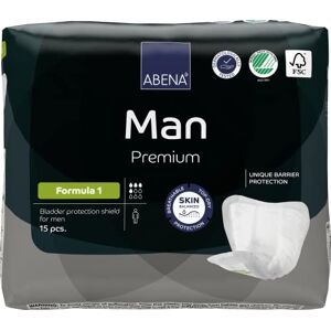 Abena Man Formula 1 Incontinence Pads for Men, Eco-Labelled Mens Incontinence Pads, Extra Protection, Breathable & Comfortable with Fast Absorption, Discreet - 450ml Absorbency, 15PK