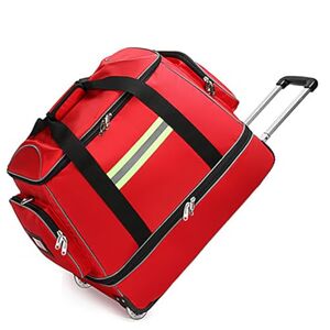 Jaccos Rolling Medical Trolley Bag with Wheel Trolley Duffle Bag Nurse Rolling Bag Large Capacity First Aid Kit Bag Portable Outdoor Waterproof Emergency First Responder Trauma Bag Empty for Home Health Care