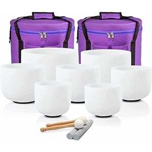 DMLZB Set of 7 Quartz Crystal Singing Bowl w/Tote Bag 7-12 Inch Chakra Set Beautiful Sound for Holistic Healing Stress Relief Meditation Relaxation