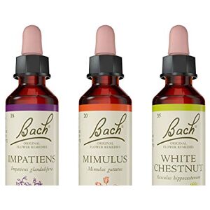 Bach Orginal Flower Remedies Bundle Pack of 3 x 20 ml Dropper - White Chestnut 20 ml, Mimulus 20 ml, Impatiens 20 ml