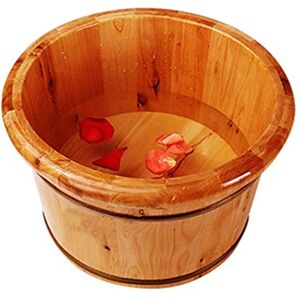 ASerZenith Pedicure Foot Soak Pedicure Foot Bath Barrel Covered Foot Basin Solid Wood Foot Bath Thickened Foot Spa Barrel Spa, Massage, Sauna Foot Bath Spa Bowl for Feet Stress Relief (Brown)