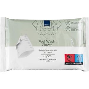 Abena Wet Wash Gloves Pack of 8 Disposable Flannels Fragrance and Colourant Free Dermatologically Tested Substitute for Body Wipes and Incontinence Wipes
