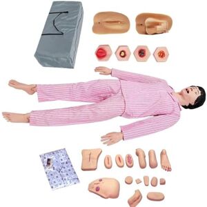 UIGJIOG 170Cm Patient Care Manikin Nursing Life Size Manikin for Training for Adults with Decubitus Module Male Female Genitals Hospital Gown for First Aid Nursing Training Teaching Props
