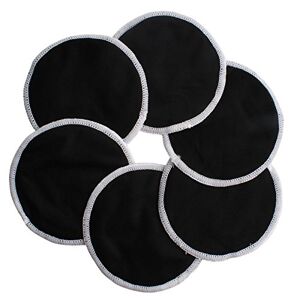 Ana Wiz Washable Natural Bamboo Breast Pads (Pack of 6, Black)