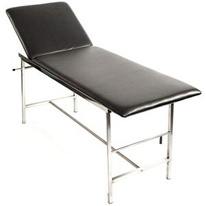 Reliance Medical Relequip Medical Examination Couch, Fixed Height, Adjustable Backrest, Black - Ideal for GP Surgeries & First Aid Rooms