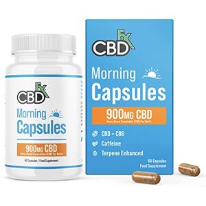 CBDfx 900mg CBD High Strength Morning Capsules with Caffeine, CBG & Unique Terpene Blend, Vegan, Gluten Free, 60 Capsules