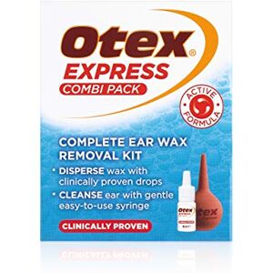 Otex Express Combi Pack, Clinically Proven Ear Wax Removal Kit with Drops and Bulb Syringe For Excessive, Hardened Ear Wax,10ml