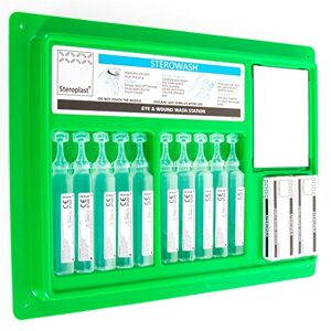 Steroplast Sterile Eye Wash Pod Station - Wall Mountable Work First Aid Kit