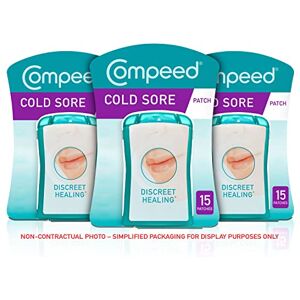 Compeed Cold Sore Discreet Healing Patch, 45 Patches (3 Packs of 15), Cold Sore Treatment, More Convenient than Cold Sore Creams, Dimensions: 1.5 x 1.5 cm