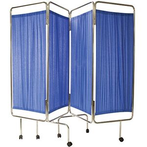 RELIANCE MEDICAL 7552 Code Red Blue Medical Screen for Patient Privacy, Stainless Steel Frame, Four-Fold Curtained Design with Plastic Wheels, Flame-Retardant Panels. Easy to Move Anywhere