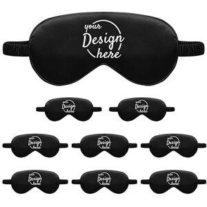 TOPTIE 100 Pack Custom Print Silk Sleep Mask Blindfold Travel Nap Eye Cover Light Double-Side Smooth Rest Eyeshade-Black