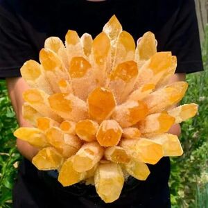 QINGQI Natural Stone Yellow Phantom Quartz Crystal Cluster Mineral Specimen(2100-2500g)