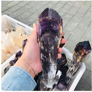 JJQEJMMT Natural Crystal Rough Natural Amethyst Quartz Cluster Crystal Rod Point Scepter Power Gemstone Wand (Color : 0.9-1kg) (Color : 1-1.2kg)