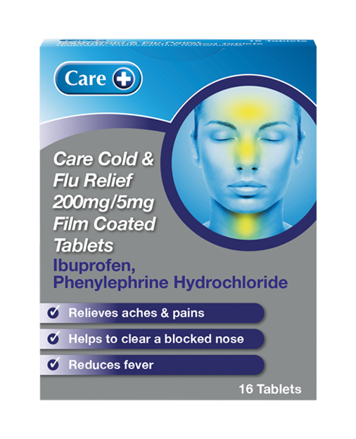 Care Cold & Flu Relief 200mg/5mg Film Coated 16 Tablets