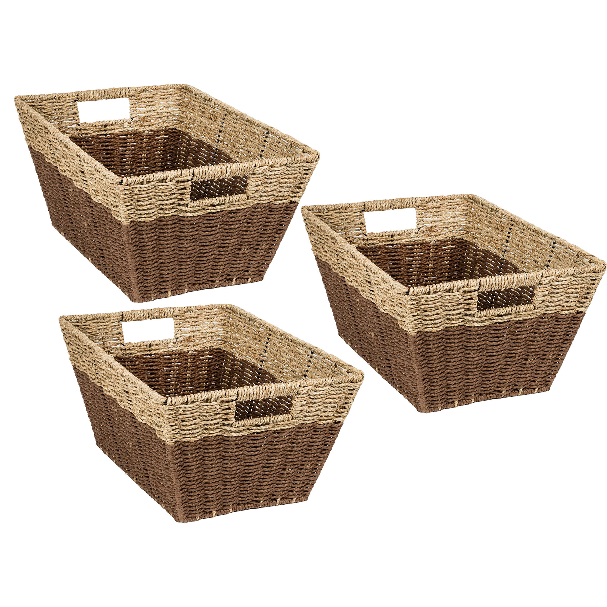 Photos - Other interior and decor Honey Can Do Rectangle Nesting Seagrass 2-Color Storage Baskets with Built