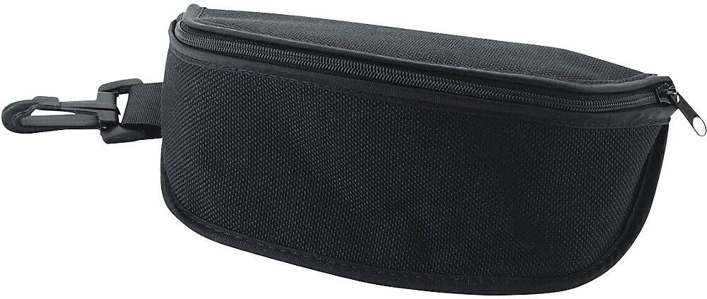 kaiserkraft Funda para gafas protectoras, con cremallera, trabilla para cinturón y mosquetón, negro