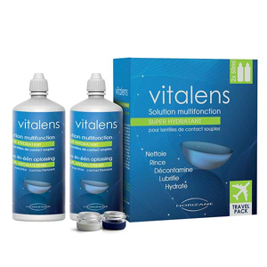 Vitalens Travel Pack Solution pour Lentilles de Contact Souples Lot de 2 x 50ml - Publicité