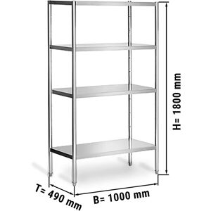 GGM GASTRO - Etagère en inox PREMIUM - 1000x490mm - avec 4 étagères (RÉGLABLE)