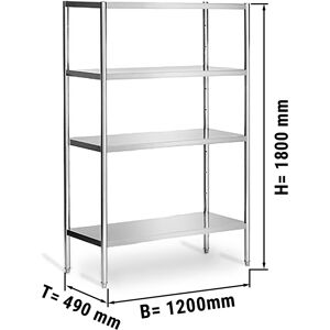 GGM GASTRO - Etagère en inox PREMIUM - 1200x490mm - avec 4 étagères (RÉGLABLE)