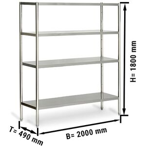 GGM GASTRO - Etagère en inox ECO - 2000x490mm - avec 4 étagères (RÉGLABLE)