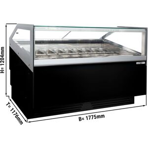 GGM GASTRO - Comptoir à glace - 1700mm - avec éclairage LED - pour 18x 5l ou 12x 7l récipients Noir