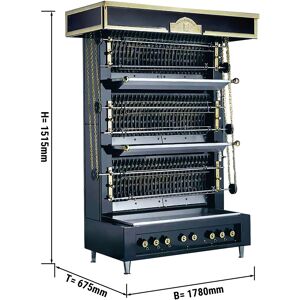 GGM GASTRO - UBERT Grill mural à flammes - 40kW - avec 4 broches pour 44 poulets